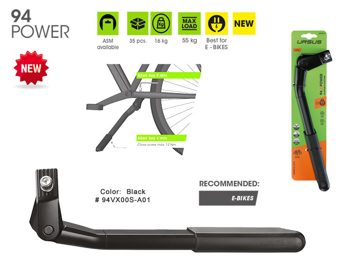 Art. R94 -POWER Adjustable Alloy Central Kickstand For E-Bikes” 